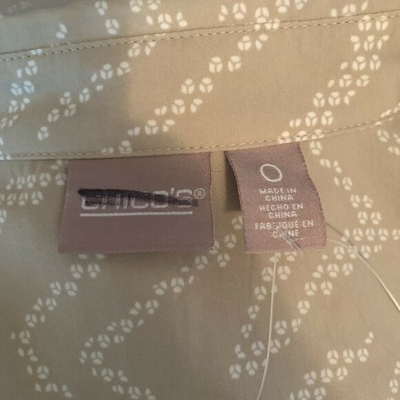 Chico's Multi Color Button Front Tab Sleeve Blouse - Picture 5 of 6